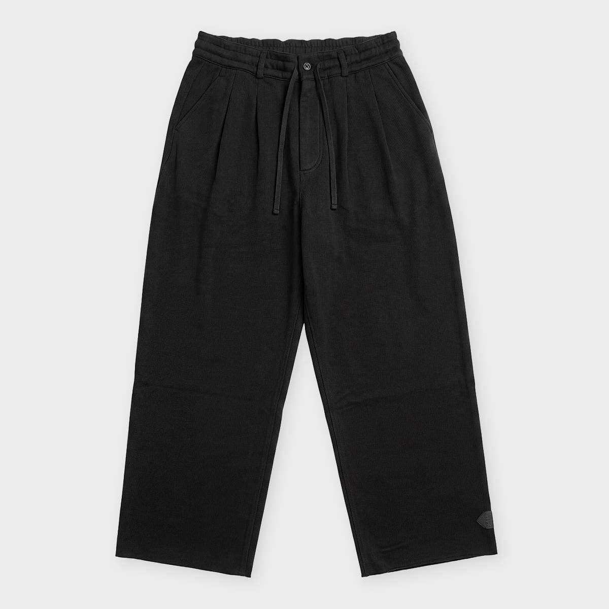 Unisex Pleated Pants Back Pile Knit black