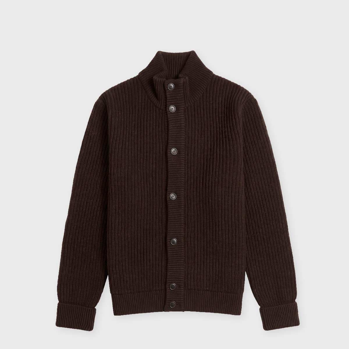 Barbour Mordale Knitted Button Through dark brown