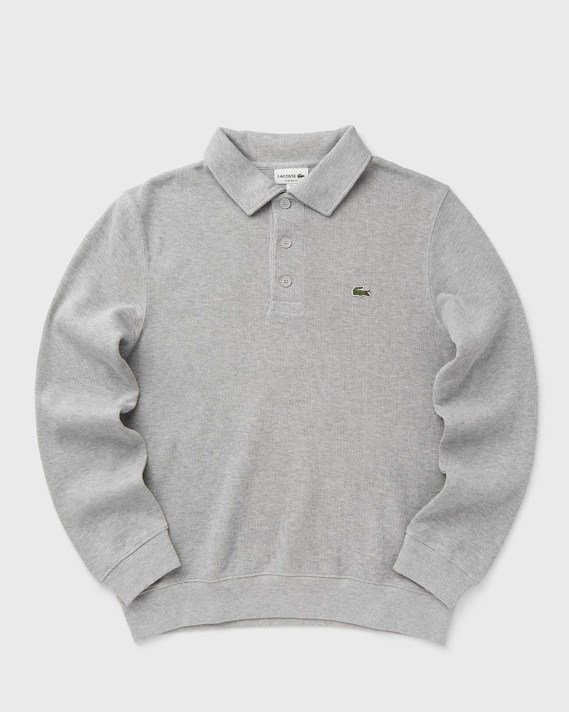 Ribbed Cotton Polo Collar Sweatshirt