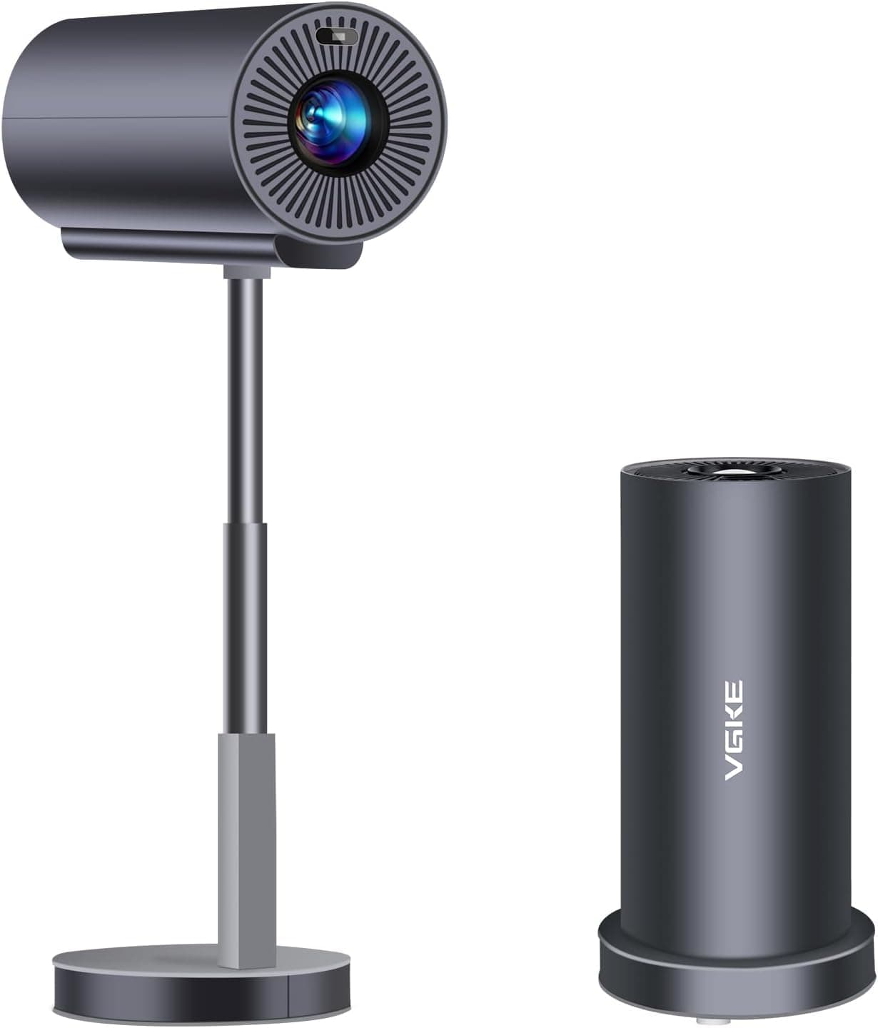 Vidéoprojecteur 4K VGKE Auto Focus/Keystone Mini Projecteur Portable, WiFi6 Bluetooth Full HD Retroprojecteur, Vidéo Projecteur avec Pied Télescopique Rotatif à 90 °Compatibilité Smartphone/PC/Home