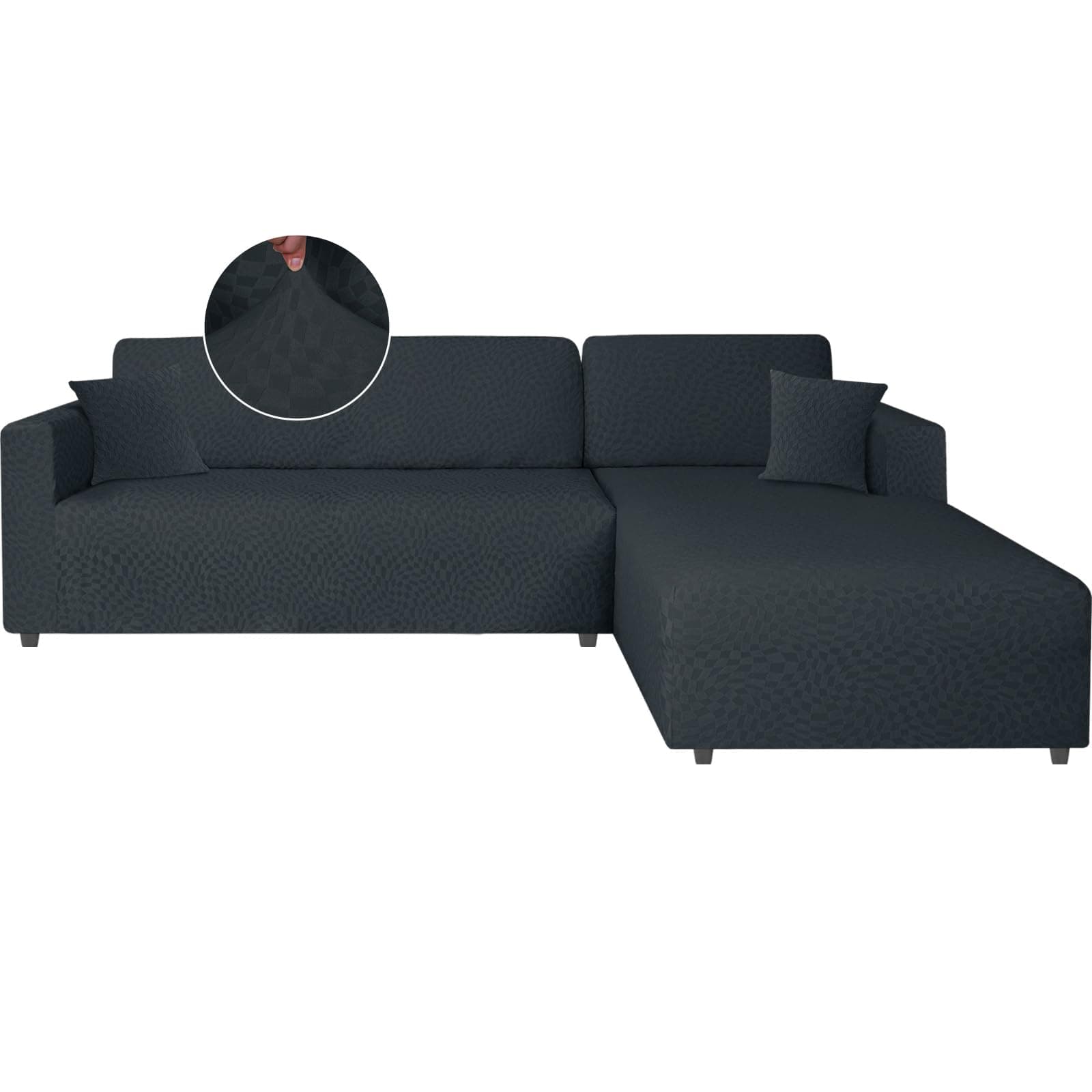 Ystyle Funda Sofa Chaise Longue Ajustables, Cubre Sofa Chaise Longue Izquierdo Derecho, 2 Piezas Protector Sofa Elasticas ChaiseLongue, Funda Sofa L (1 Plaza+2 Plazas, Gris Oscuro)