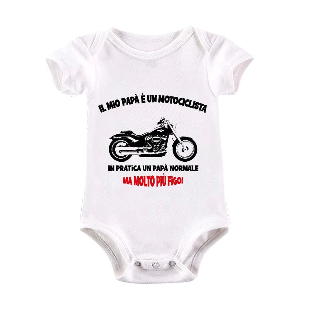 La Ruotante Body neonato in 100% cotone manica corta moto motocross motociclista biker papà regalo nascita tutina