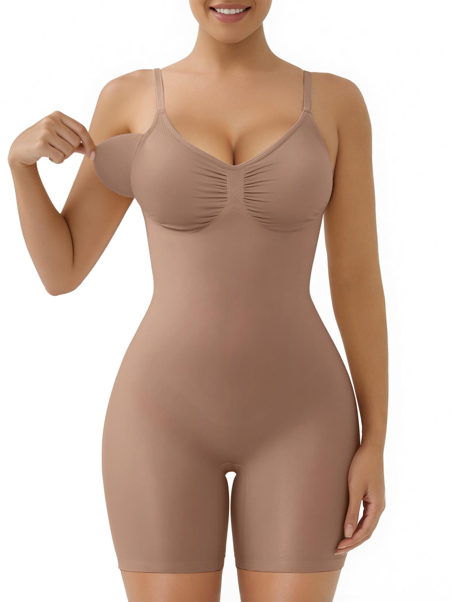 SAHPERX Body Reductor Mujer Invisible Shapewear Adelgazante y Pantalón Control de Abdomen Body Shaper Con Almohadillas Extraíbles