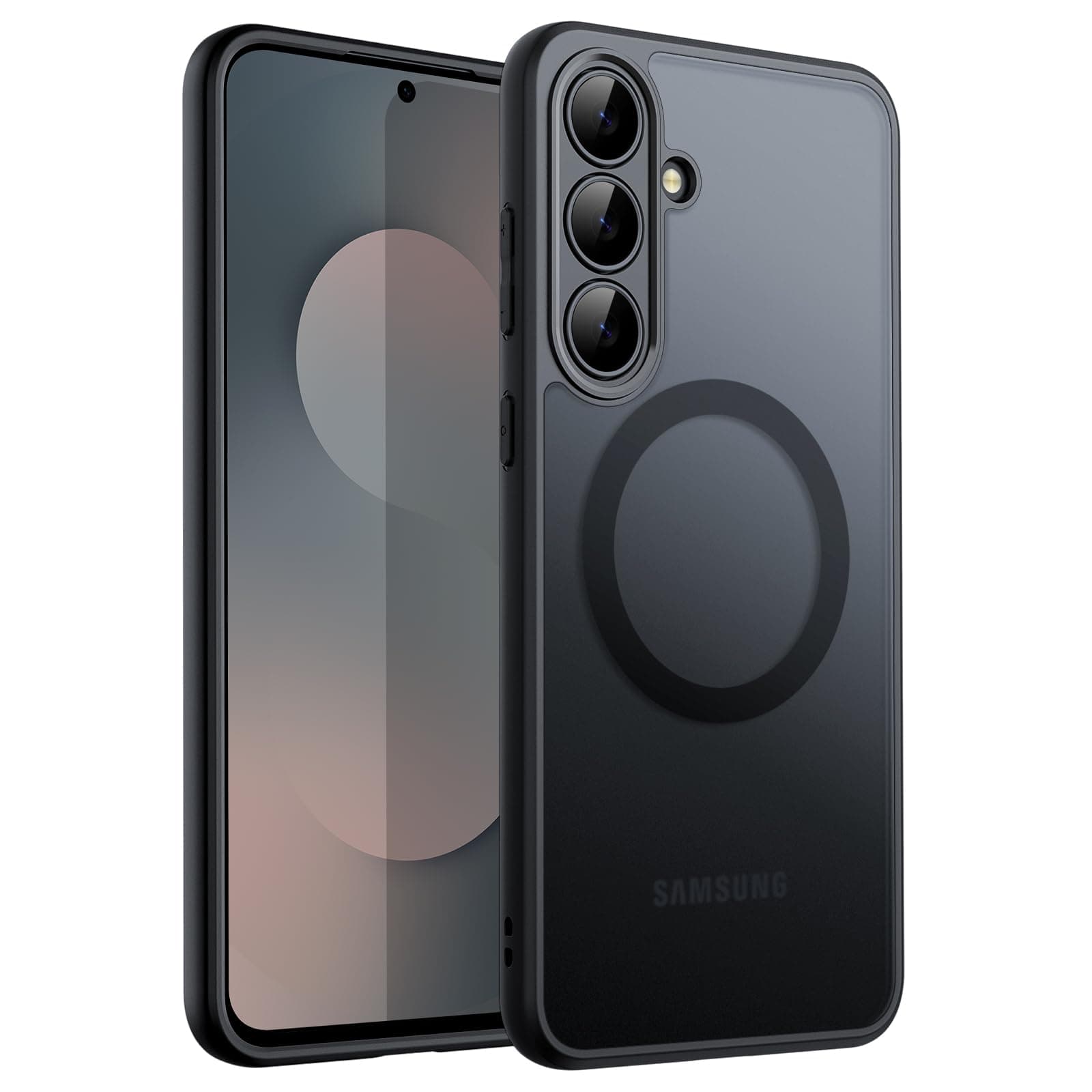 JETech Magnetische Hülle für Samsung Galaxy S25 FE, Kompatibel mit MagSafe, Transluzente Matt Rückseite Stoßfeste Handyhülle (Schwarz)