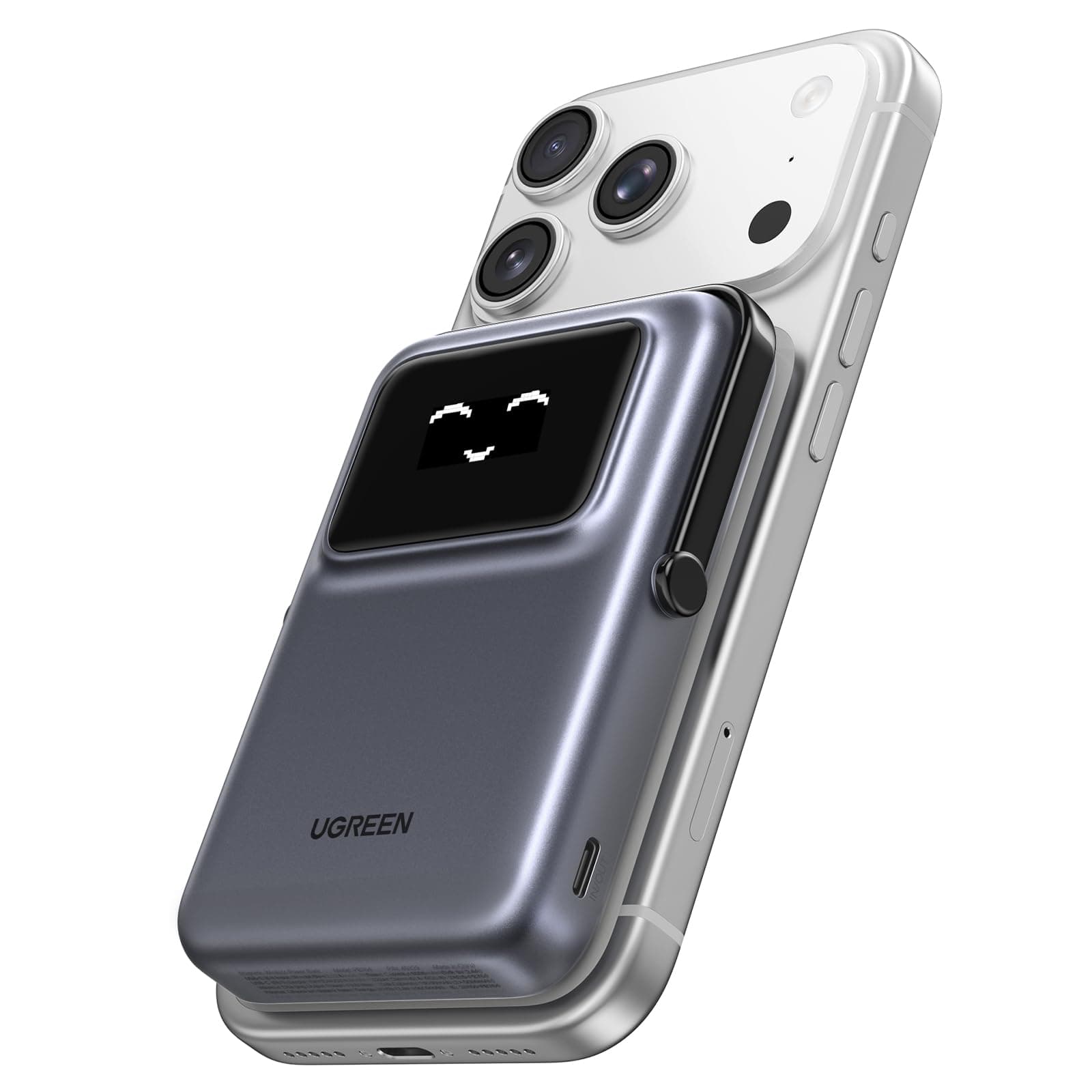 UGREEN Uno Batterie Externe 10000mAh 20W Emoji Affichage Support Pliable Compatible avec MagSafe iPhone 17 16 15 14 13 12 Air Plus Pro Max Power Bank Induction USB C Charge Rapide Magnétique