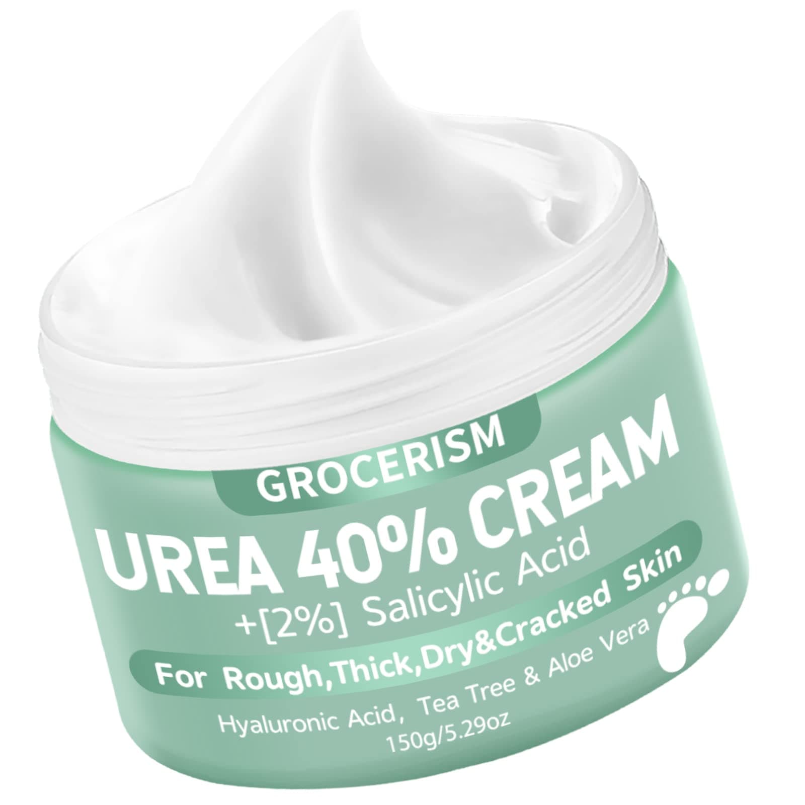Crema Piedi Urea 40% 150g || Crema Piedi e Mani Con Acido Ialuronico, Tea Tree, Aloe Vera – Idratazione Profonda, Calli-40% 150g