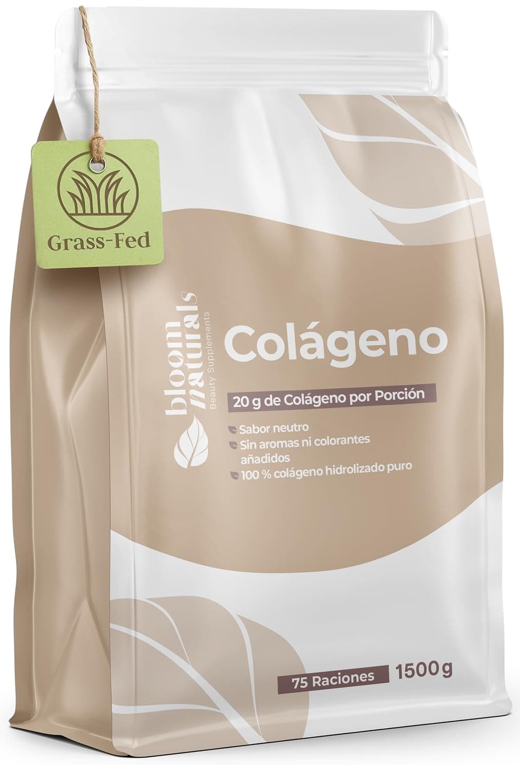 Colágeno Hidrolizado en Polvo 1500g (1,5 kg) – 75 Raciones – 100% Puro, Sabor Neutro – Péptidos de Colágeno Tipo I y III –Envasado y Analizado en Alemania -Colageno Hidrolizado Puro- Collagen Peptides