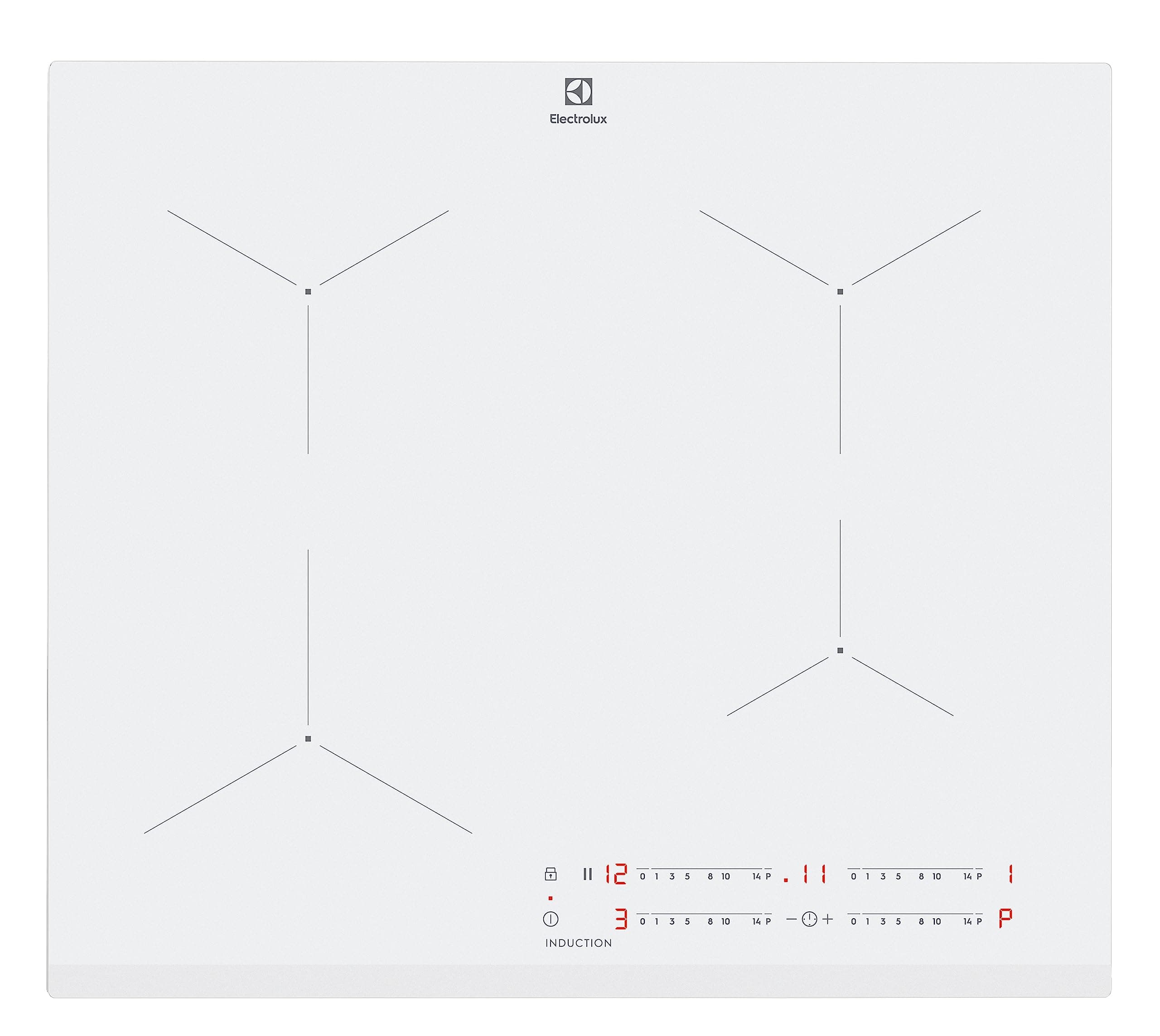 Electrolux Serie 300 Piano Cottura a Induzione 4 Fuochi da Incasso, LIL61443BW, 60 cm, Funzione Power, Direct Access, 590x520 mm, Bianco