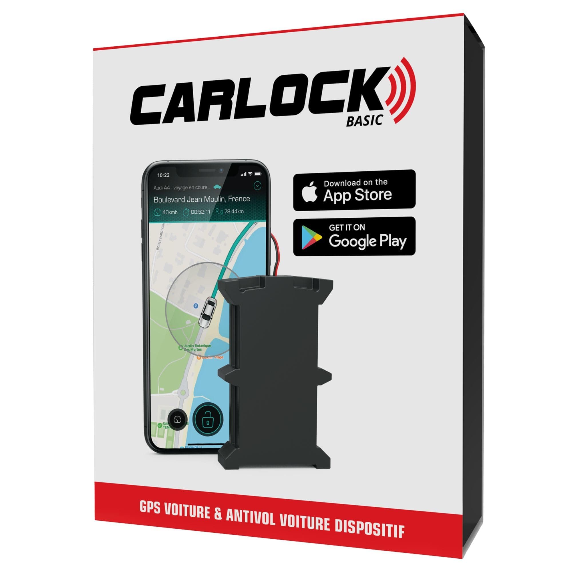 Carlock Basic Traceur GPS. Alarme & Antivol Voiture. Trace Votre Voiture en Temps Réel et Vous Avertit Immédiatement en Cas de Vibration ou de Mouvement Suspect. Connecté