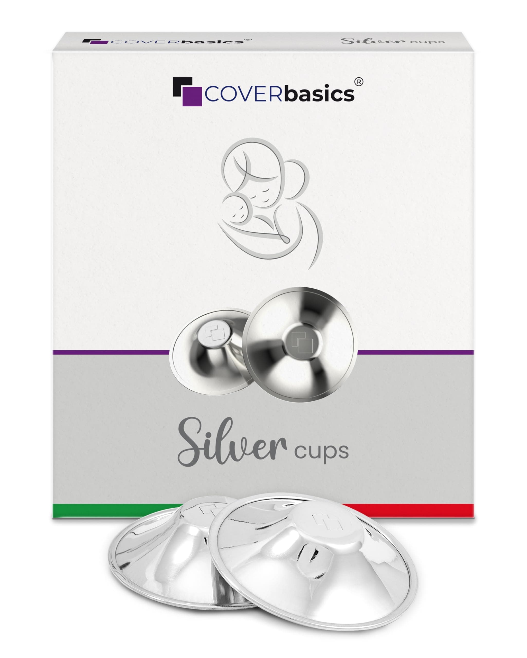 COVERbasics Paracapezzoli in Argento (SilverCups) Coppette Proteggi Capezzoli per Aiutare a Prevenire e Lenire Le Ragadi al Seno Durante l' Allattamento (Regular)