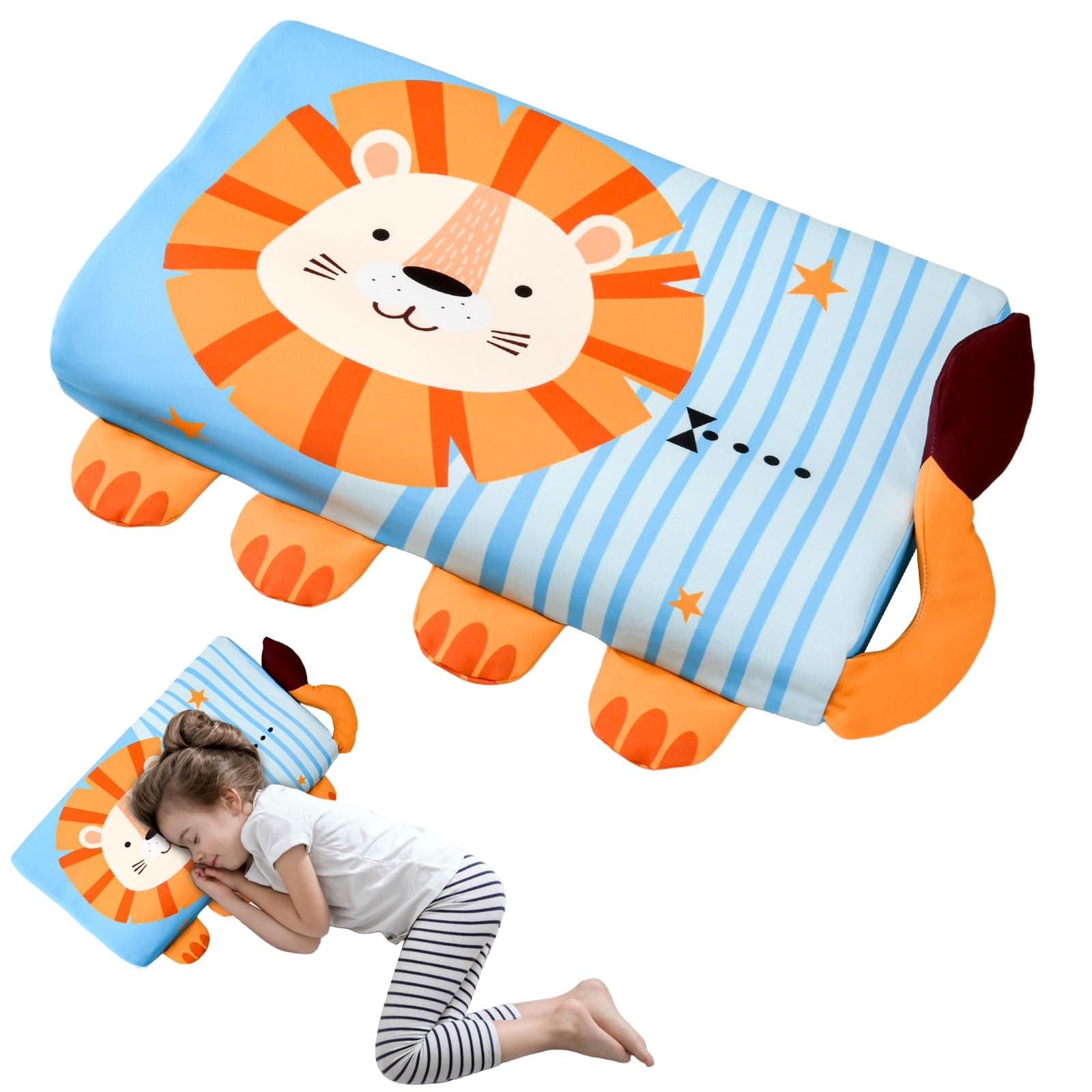 YAOZUP Cuscino Memory Foam Bambini,Cuscino Culla,Cuscino per Bambini con Federa,Ipoallergenico,Anti Acari,Cuscino per Bambini per Sonnellini per Ragazzi e Ragazze (3-10 Anni) (Leone)