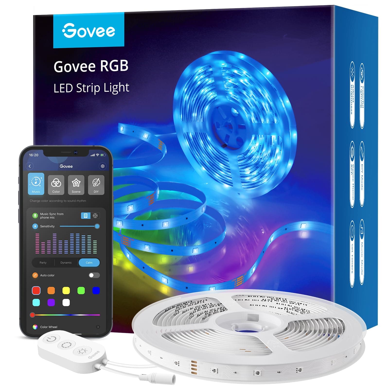 Govee WiFi LED Strip 5m, Smart RGB LED Streifen, App-steuerung, Musik Sync, Funktioniert mit Alexa und Google Assistant, Farbwechsel DIY Deko für Schlafzimmer Wohnzimmer