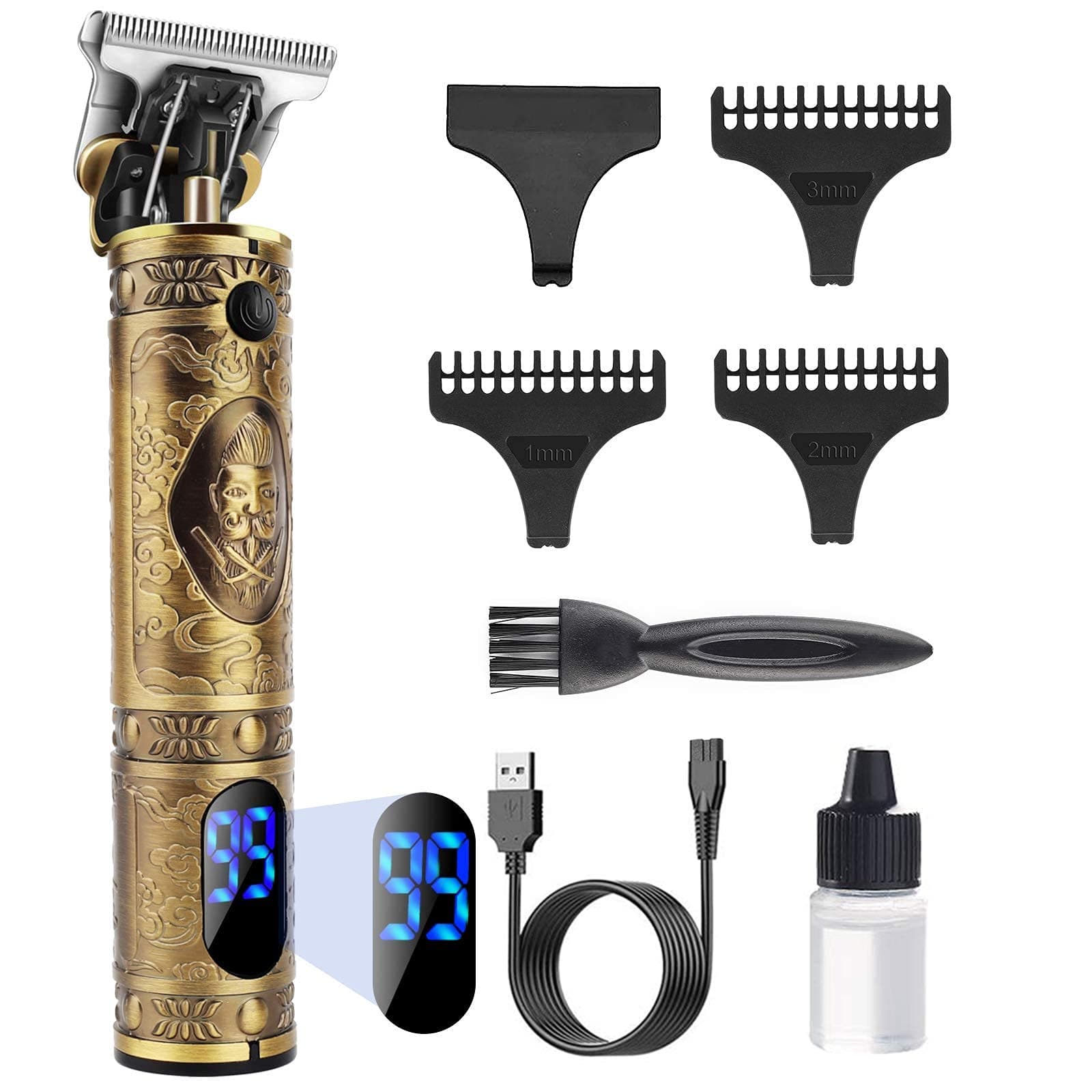 YiLFo Tondeuse Cheveux Hommes, Tondeuse Barbe Homme Professionel, Rasoir Electriques Hommes Écran LED, Sans Fil Brostyle Tondeuse Precision Rechargeable, Silencieuse pour les Salon et la Famille