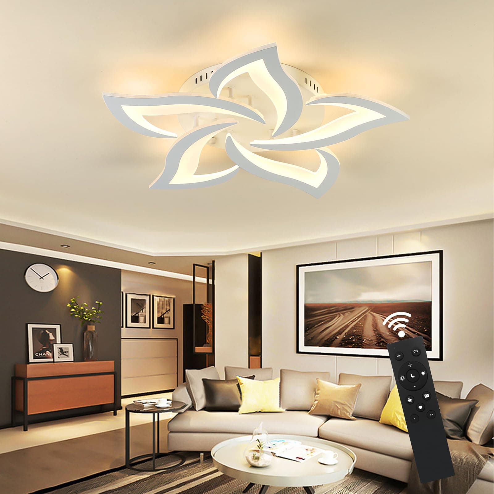 Plafoniera Led soffitto stile Moderno, Dimmerabile Lampadario Camera da letto con Telecomando, 40 W (68 * 8cm)