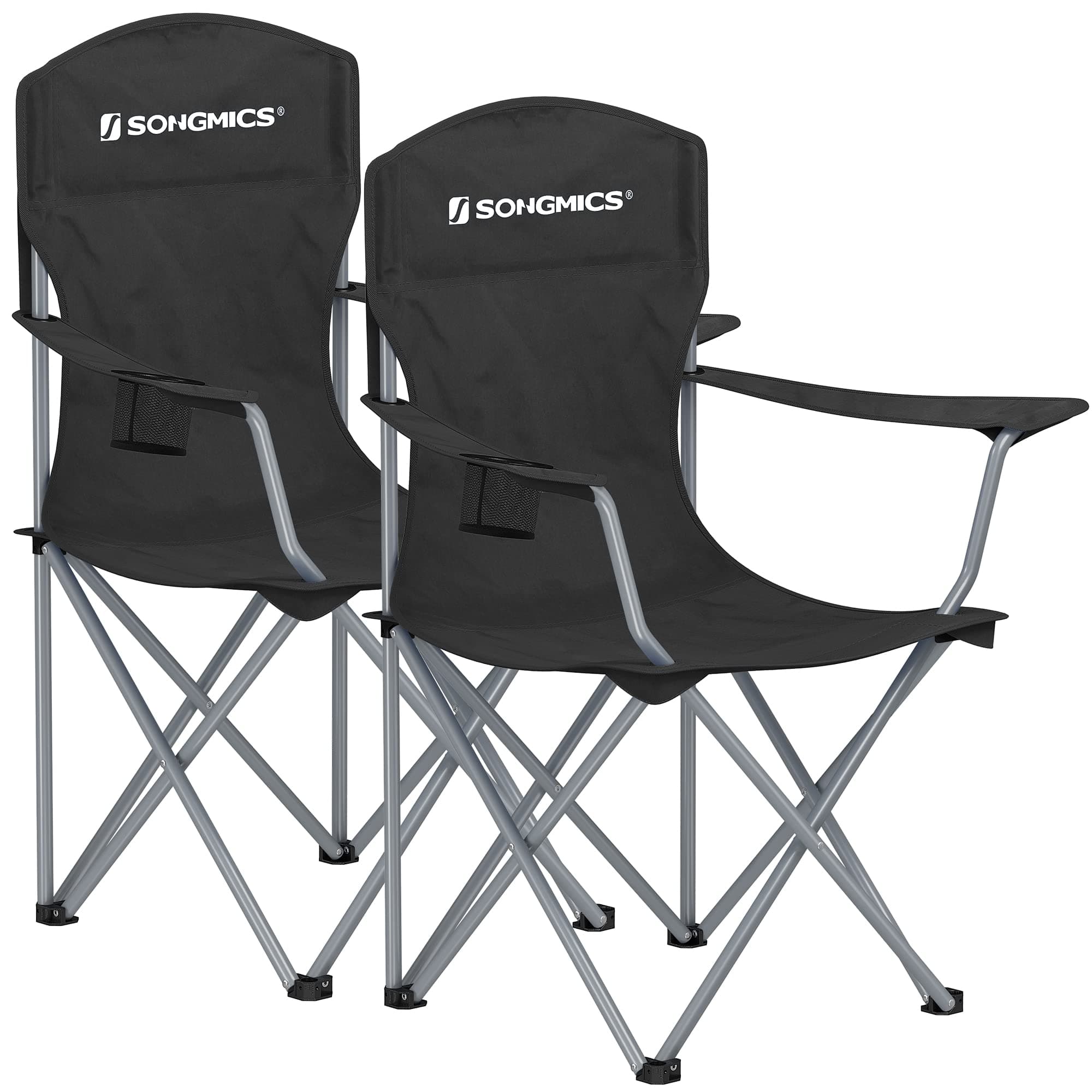 SONGMICS 2er Set Klappstuhl Campingstuhl Bequeme Schwerlaststruktur bis 150kg belastbar mit Getränkehalter Outdoor Stuhl