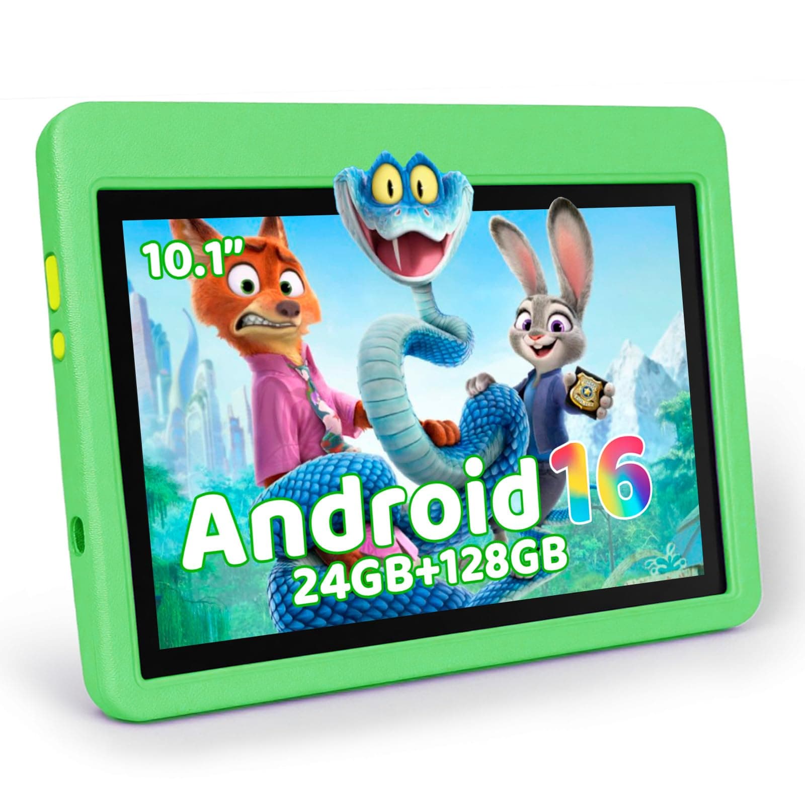 MUISOO Tablet para Niños 10 Pulgadas, Tablet Infantil Android 16 Cinco Núcleos, 24GB RAM 128GB ROM, Pantalla IPS HD 1280×800, Batería 6000mAh, Control Parental, WiFi 6 Bluetooth (Verde)