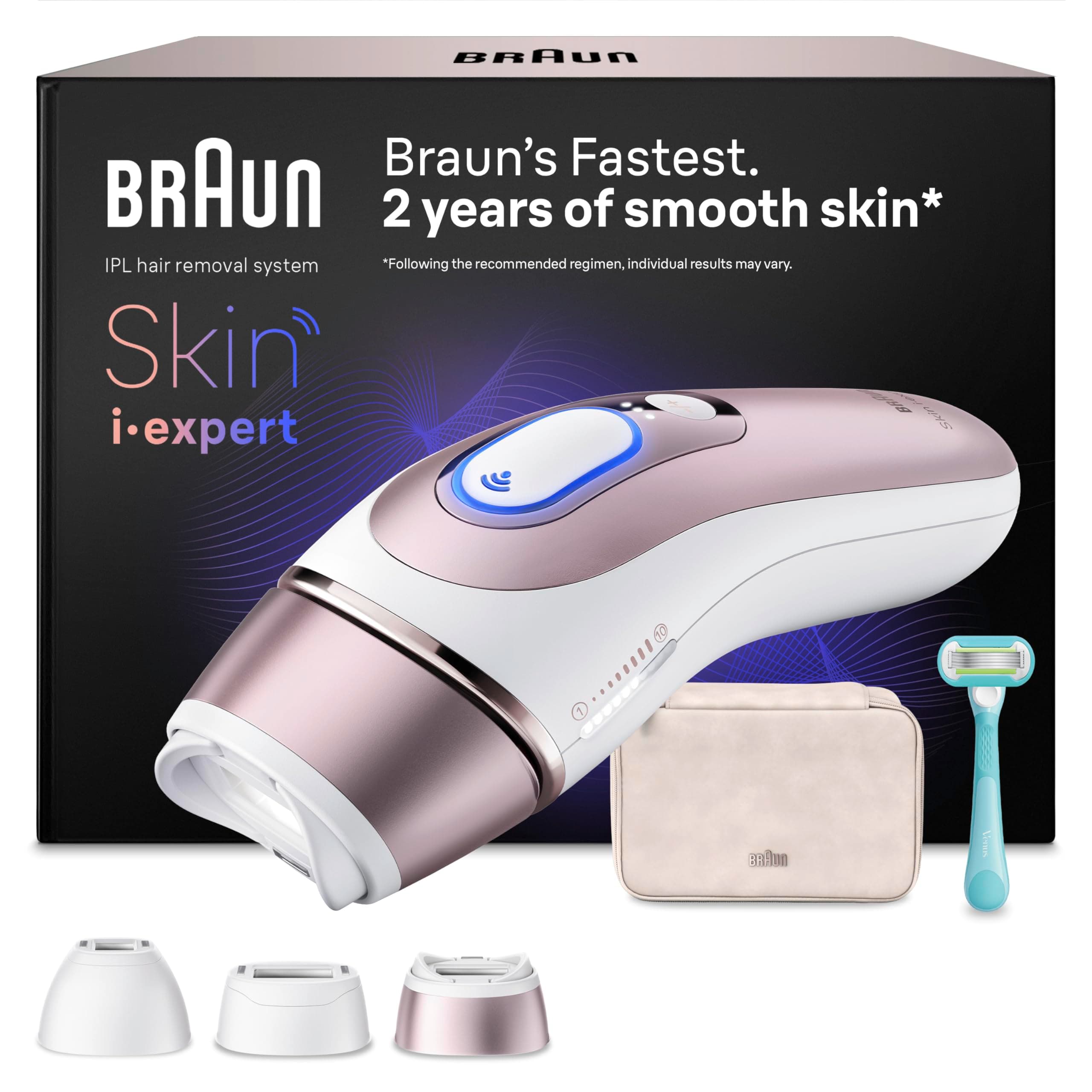 Braun Skin I·Expert Epilatore Luce Pulsata Smart, Epilazione Laser Peli Donna A Casa, Riduzione Permanente Dei Peli, App Gratuita, Pochette, Rasoio Gillette Venus, 3 Testine, PL7311