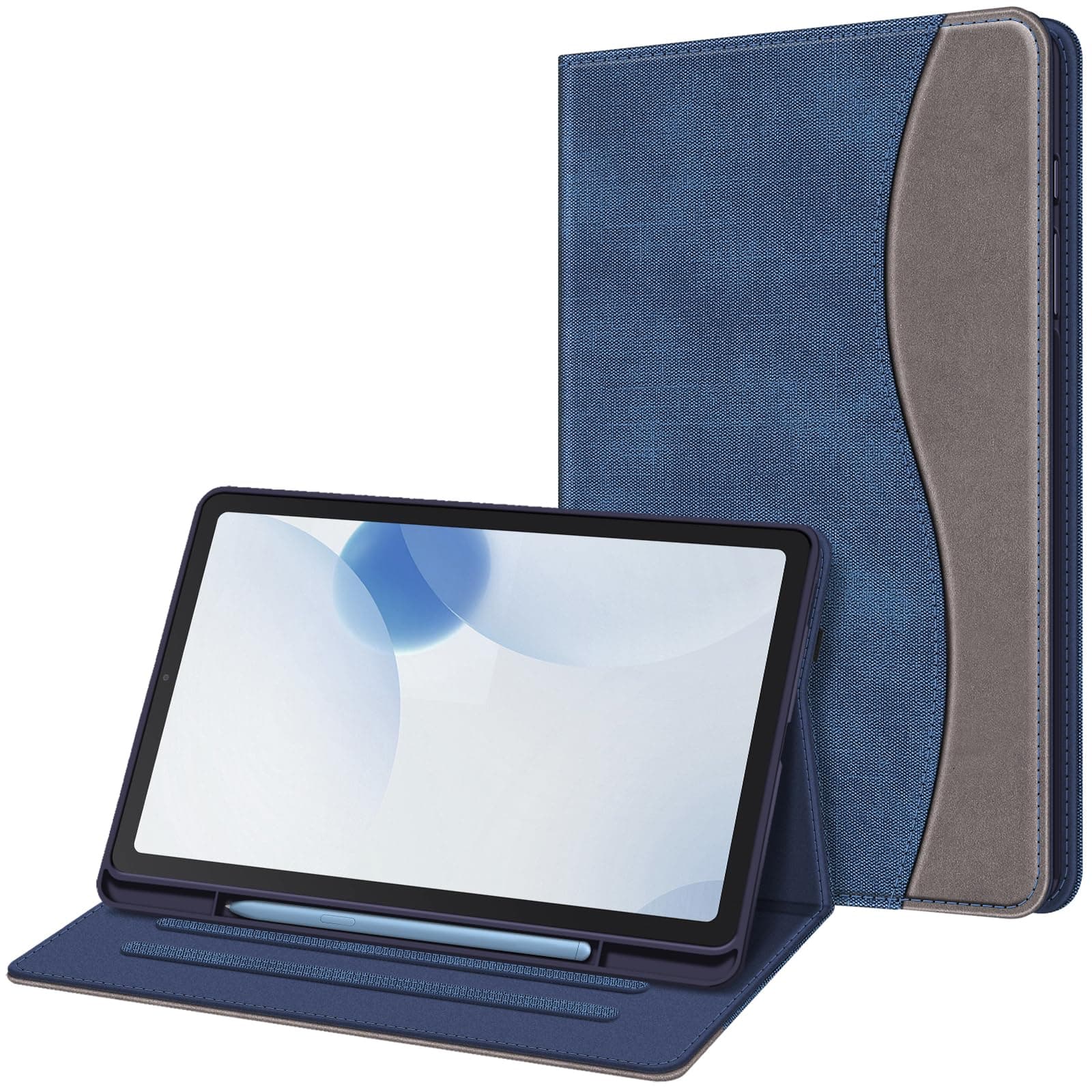 Fintie Hülle für Samsung Galaxy Tab S6 Lite 10.4 2024/2022/2020, Soft TPU Rückseite Gehäuse Schutzhülle mit S Pen Halter und Dokumentschlitze, Denim Indigoblau