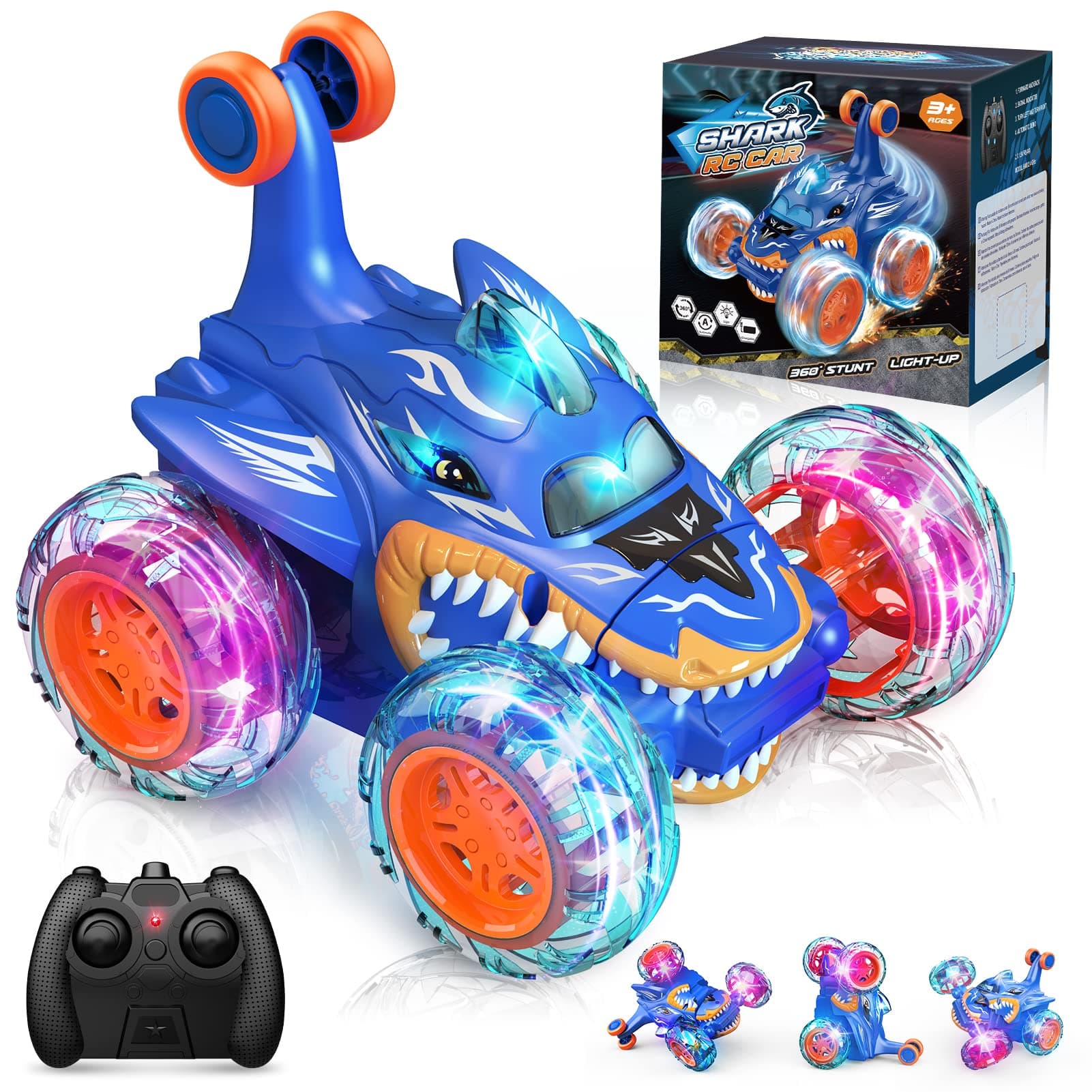 Dislocati Coche Teledirigido, 2.4GHz 4WD LED Coche RC Monster Truck, Juguetes & Regalos para Niños (Azul)