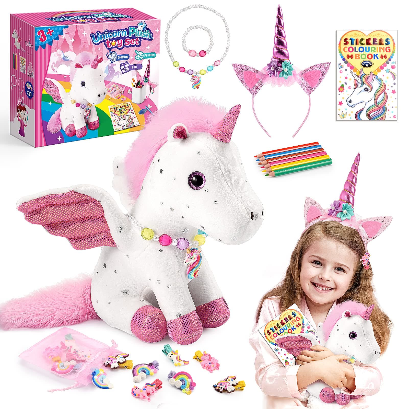Qukir Unicornio Regalo Niña 3-12 Años,Peluche Juguetes Niños 3 4 5 6 7 Años Regalos Cumpleaños Niños Unicornios para Niñas Juguetes Niña 2-12 Años Regalo Niño 3-12 Años Niños