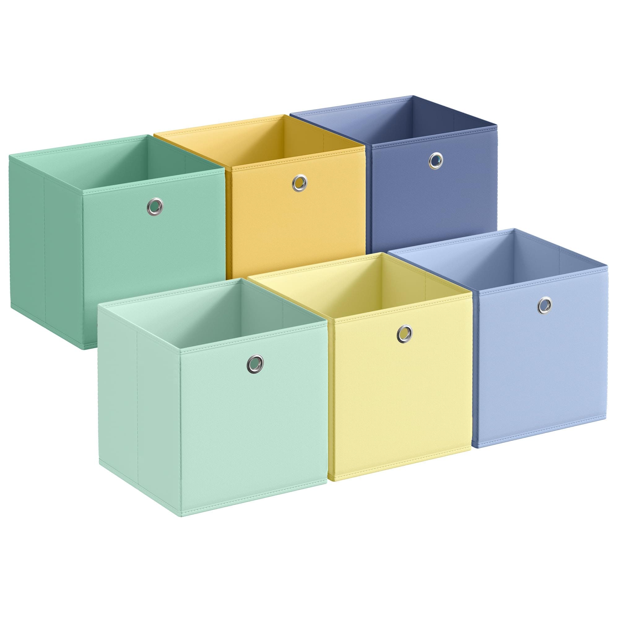 SONGMICS Aufbewahrungsbox, 6er Set, Ordnungsboxen, geruchsneutral, Faltbox, 33 x 33 x 33 cm, Stoffbox, für Würfelregal, Organizer bunt, Aufbewahrungskorb, für Schlafzimmer, Wohnzimmer RFB233XA08