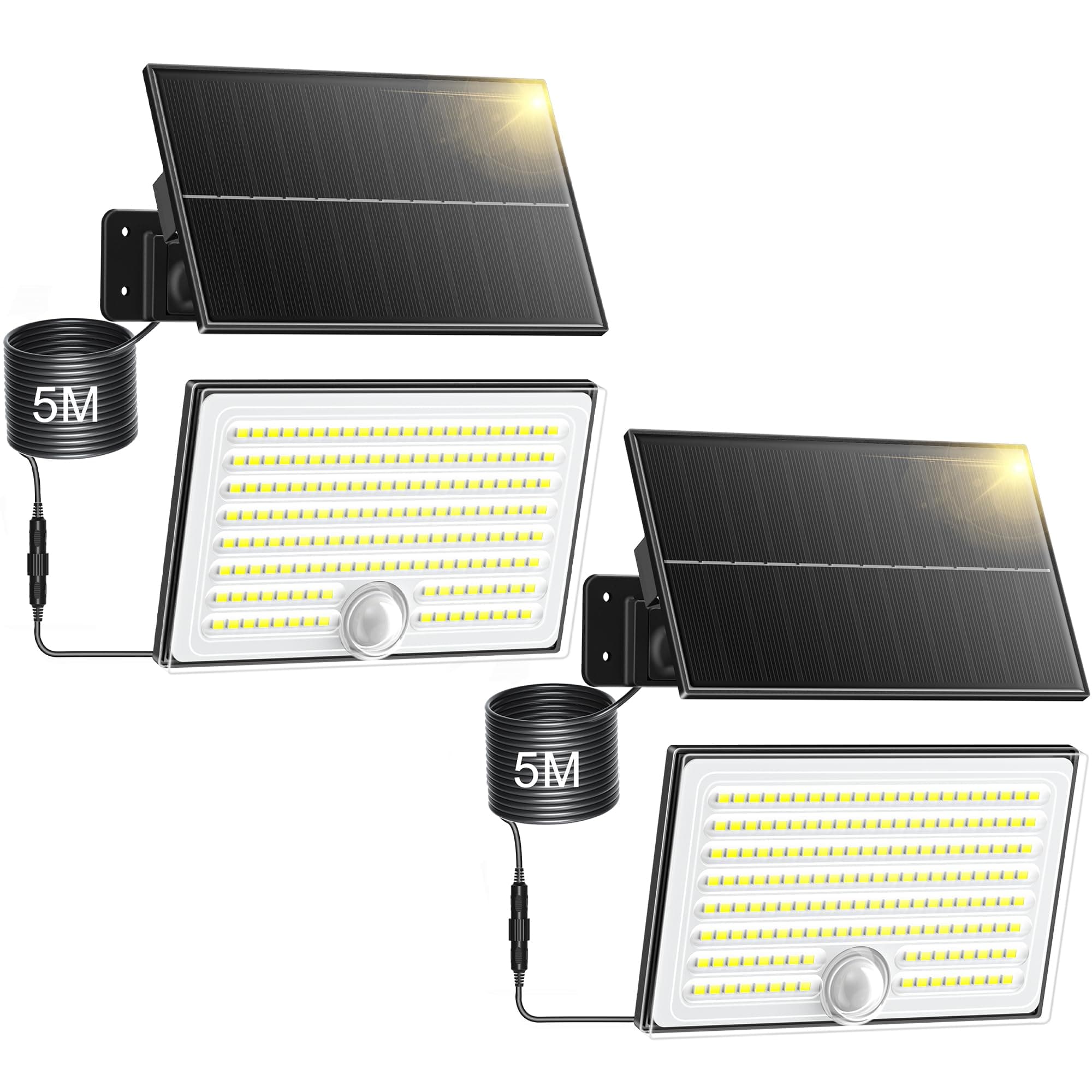 Giliwosy Lampe Solaire Extérieur avec Détecteur de Mouvement, Lumière Solaire Extérieur avec 4 modes 8500K 1500mAh IP65 Étanche, 2 Pièces